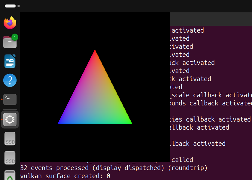 this triangle is color-blended, with white, blue, and green tips.