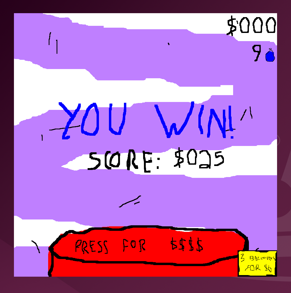 game.c now displays a "You Win" screen containing the player's total accumulated cash at the end of the game.